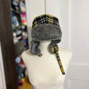 Broner Wool Plaid Trapper Hat in Yellow and Black